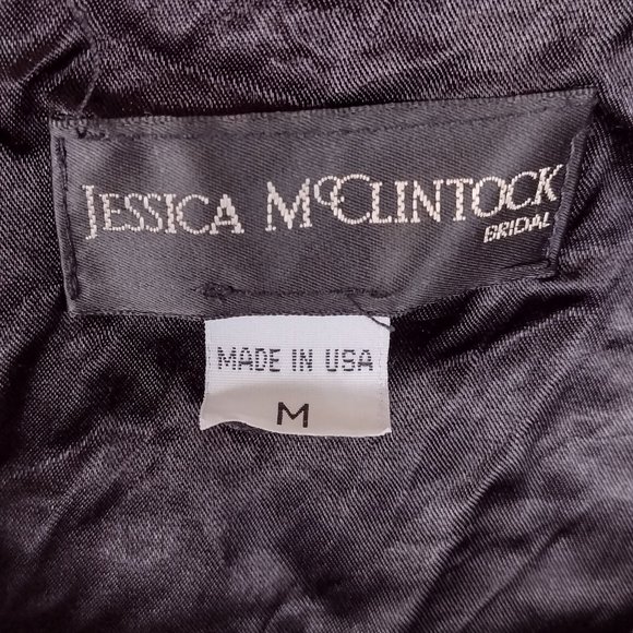 Vintage 90s Jessica McClintock Crushed Velvet Cropped Evening Jacket Shrug Black - Picture 2 of 7